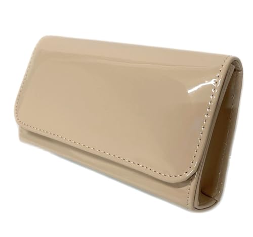 LeahWard Nude Patent Clutch Bag for Wedding, Party