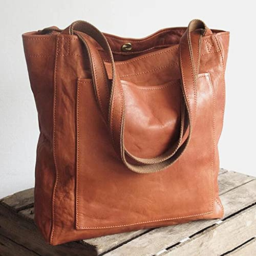Vintage PU Leather Tote Bag with Large Capacity