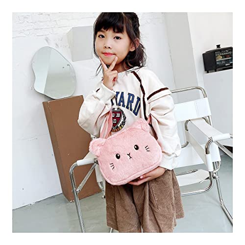 Women Girls Cute Plush Crossbody Bag - Lovely Mini Shoulder Bags Great Birthday Christmas Gift (Pink)
