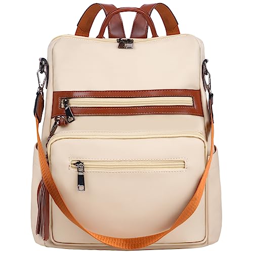 ECOTISH Women's Beige PU Leather Laptop Backpack