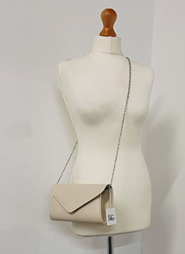 LeahWard Envelope Clutch Bag - Beige (Designer)