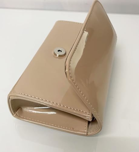 LeahWard Nude Patent Clutch Bag for Wedding, Party