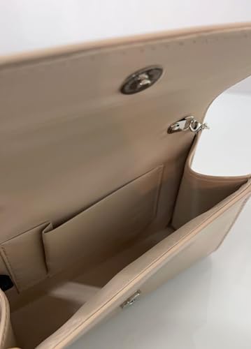 LeahWard Nude Patent Clutch Bag for Wedding, Party