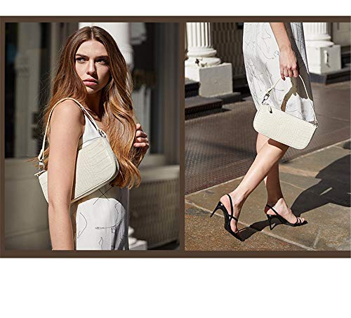 Barabum Retro Classic Crocodile Pattern Clutch Shoulder Bag (White)