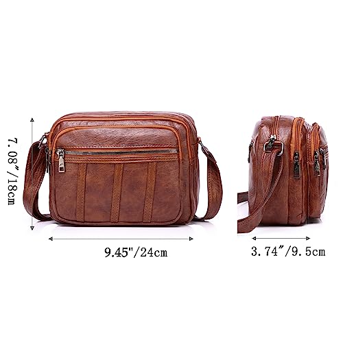 Hanaso Women's Small Brown Leather Crossbody Fashion Bag