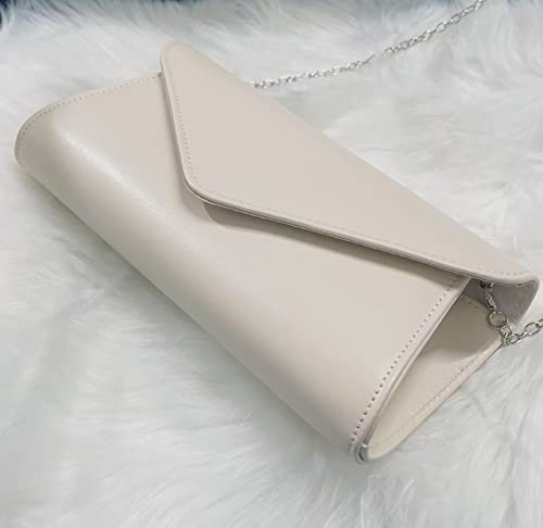 LeahWard Envelope Clutch Bag - Beige (Designer)