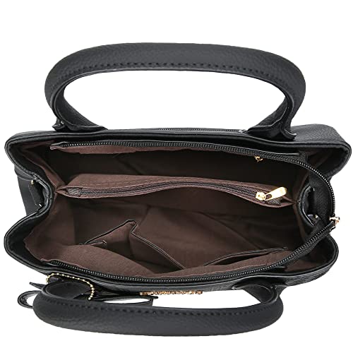 ACNCN Damen-Handtasche, modisches PU-Leder, Schultertasche, Schwarz