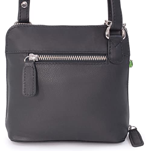 Catwalk Collection - Women's Black Leather Cross Body Bag