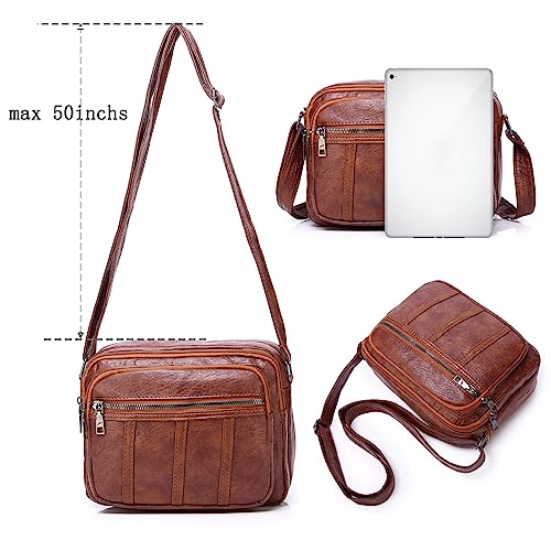 Hanaso Women's Small Brown Leather Crossbody Fashion Bag