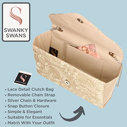 Elegant Lace Detail Evening Clutch Bag Purse