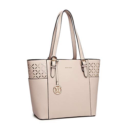 Miss Lulu Designer Handbag - Elegant Tote, Beige