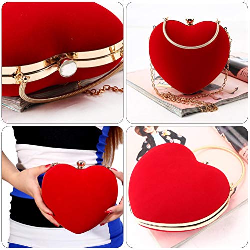 Amosfun Heart Shape Red Designer Clutch Bag