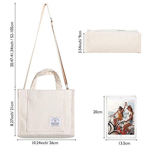 WantGor Corduroy Crossbody Tote Shoulder Handbag Purse