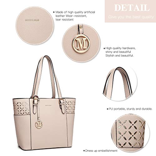 Miss Lulu Designer Handbag - Elegant Tote, Beige