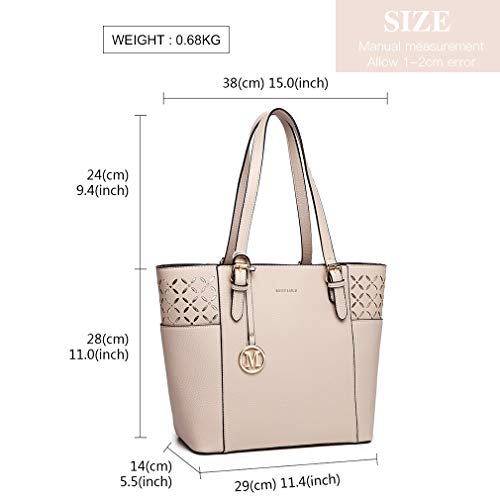 Miss Lulu Designer Handbag - Elegant Tote, Beige