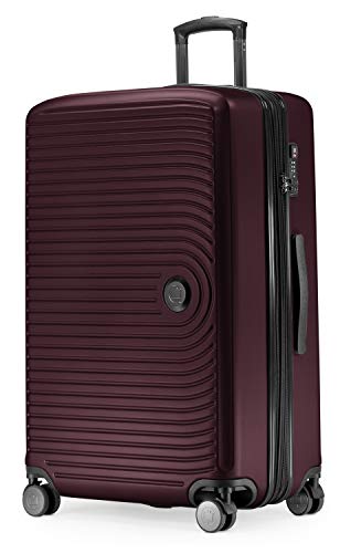 Designer burgundy hard shell luggage with expandable design