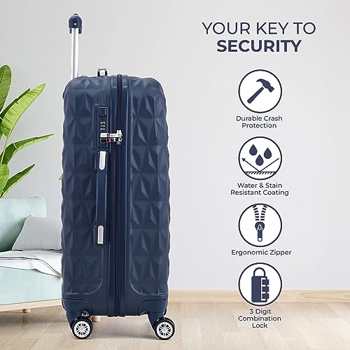 Navy ABS Hard Shell Travel Spinner Suitcase