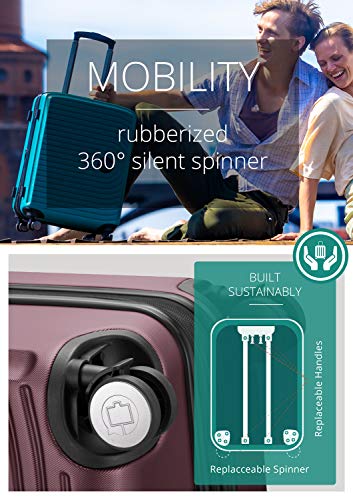 Designer burgundy hard shell luggage with expandable design