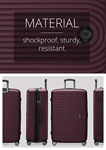 Designer burgundy hard shell luggage with expandable design