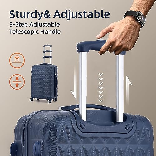 Navy ABS Hard Shell Travel Spinner Suitcase