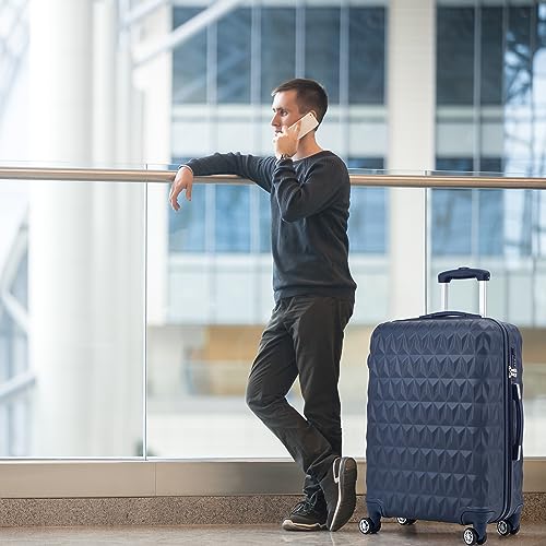 Navy ABS Hard Shell Travel Spinner Suitcase