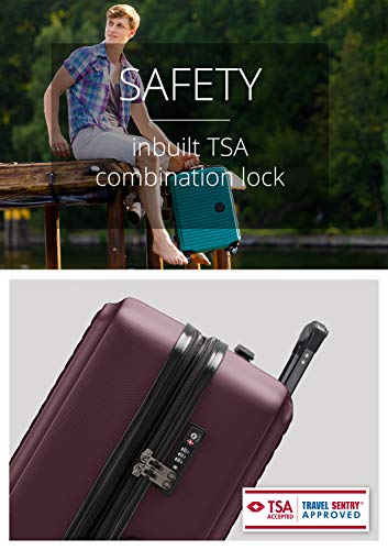 Designer burgundy hard shell luggage with expandable design