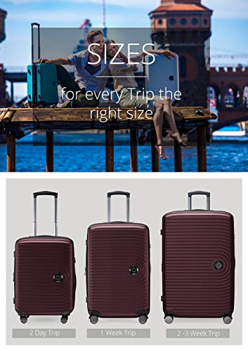Designer burgundy hard shell luggage with expandable design