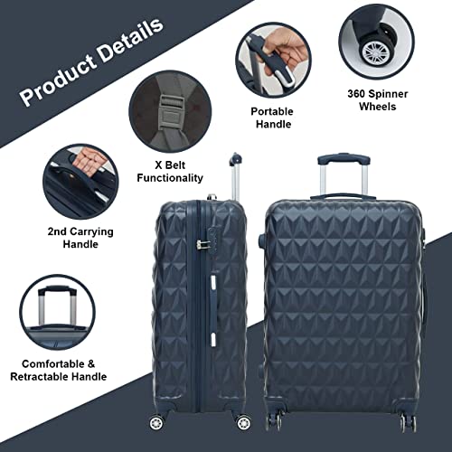 Navy ABS Hard Shell Travel Spinner Suitcase