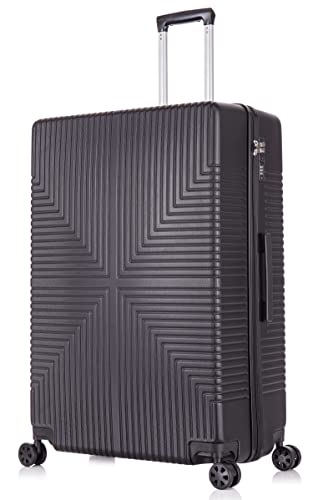 DK Large Lightweight Black Hard Shell Luggage Suitcase