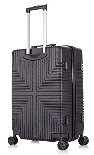 DK Large Lightweight Black Hard Shell Luggage Suitcase