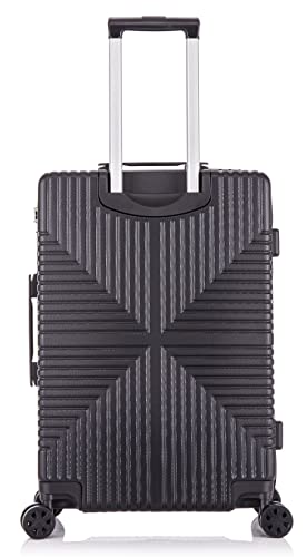 DK Large Lightweight Black Hard Shell Luggage Suitcase