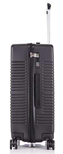 DK Large Lightweight Black Hard Shell Luggage Suitcase