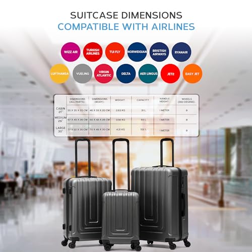 Flight Knight Premium Set: 3 Designer Suitcases - TSA Approved