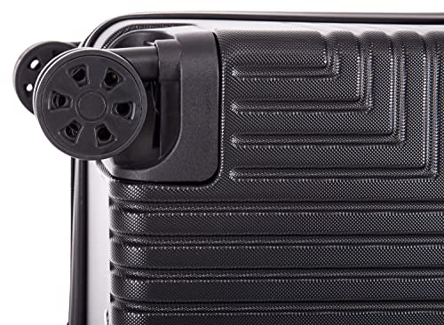 DK Large Lightweight Black Hard Shell Luggage Suitcase