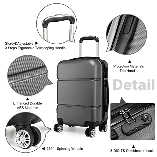 Grey Carry On Travel Bag with Hard Shell