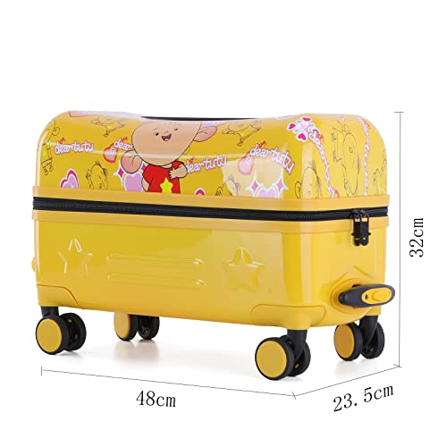 Kids' GinzaTravel Ride-On Suitcase, Yellow, Designer Handbag