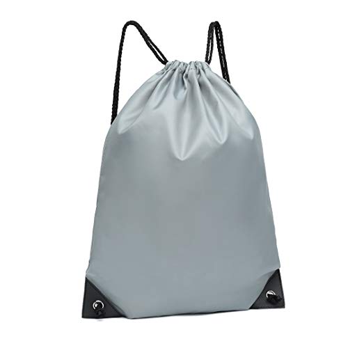 KONO Gray Drawstring Backpack for Sports, Travel, School