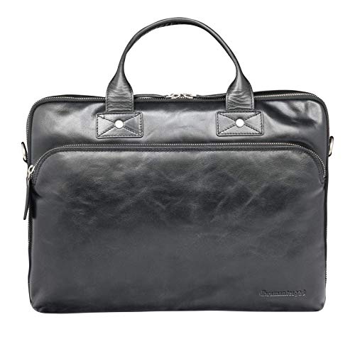 Black dbramante1928 Kronborg Laptop Bag | Handcrafted Leather, fits 16
