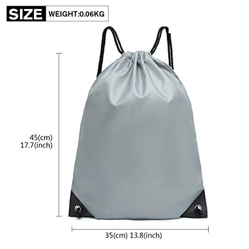 KONO Gray Drawstring Backpack for Sports, Travel, School