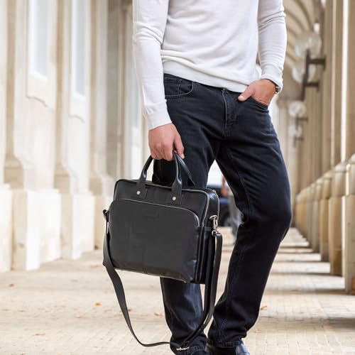 Black dbramante1928 Kronborg Laptop Bag | Handcrafted Leather, fits 16