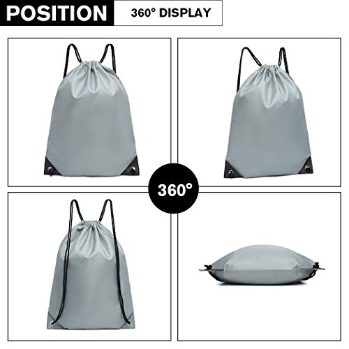 KONO Gray Drawstring Backpack for Sports, Travel, School