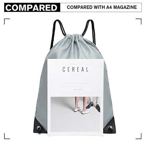 KONO Gray Drawstring Backpack for Sports, Travel, School