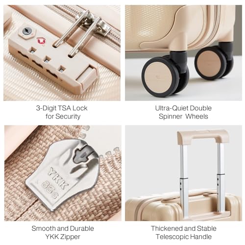 Hanke TSA Lightweight Hardside Spinner Suitcases, Cuba Sand