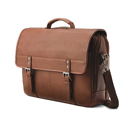 Samsonite Classic Leather Flapover Handbag, Cognac