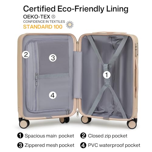 Hanke TSA Lightweight Hardside Spinner Suitcases, Cuba Sand