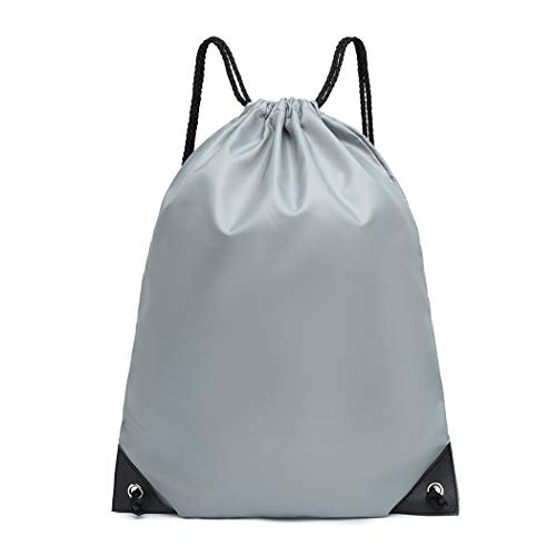 KONO Gray Drawstring Backpack for Sports, Travel, School