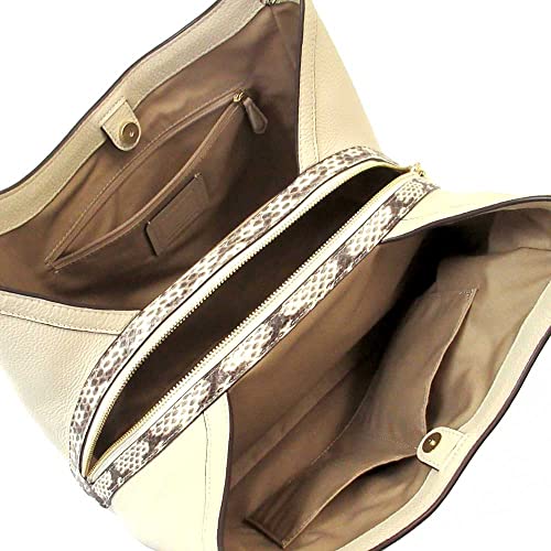 Colorblock Signature Canvas Kristy Shoulder Bag in Gold/Light Khaki/Ivory