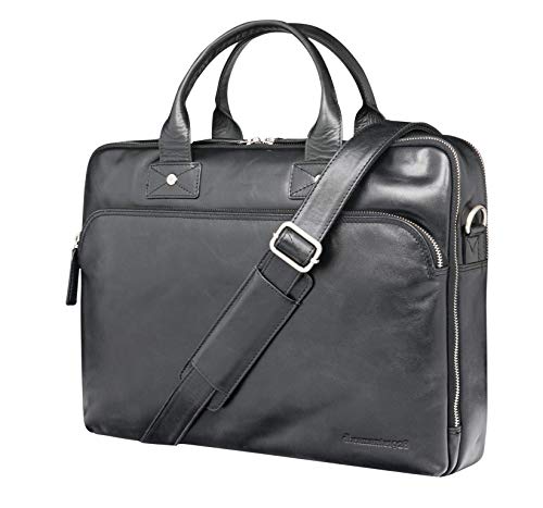 Black dbramante1928 Kronborg Laptop Bag | Handcrafted Leather, fits 16