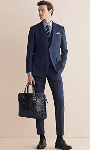 PIJUSHI Crocodile Leather Men's Business Travel Briefcase, Slim