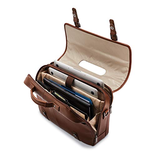 Samsonite Classic Leather Flapover Handbag, Cognac